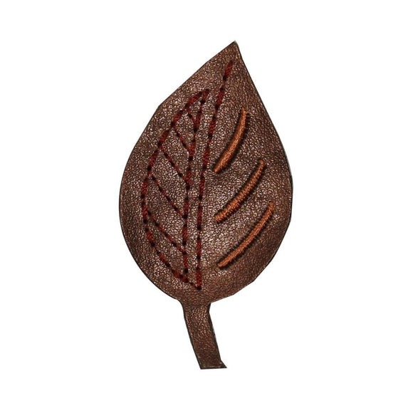 ID 7131 Pleather Beech Leaf Patch Fall Tree Symbol Embroidered Iron On Applique
