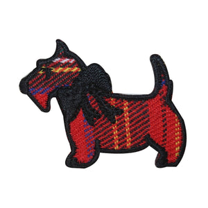 ID 2845A Plaid Scottish Terrier Patch Dog Puppy Pet Embroidered Iron On Applique