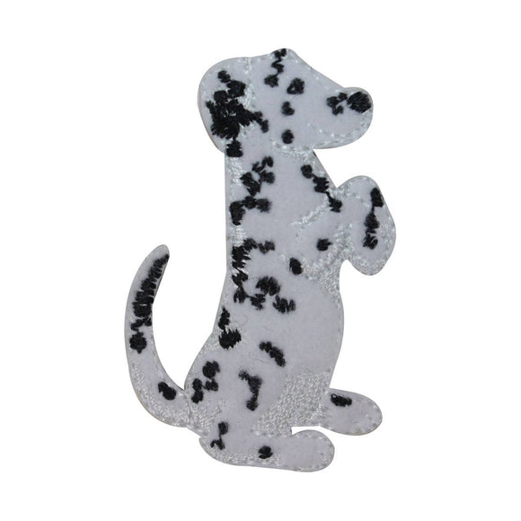 ID 2851B Fluffy Dalmatian Begging Patch Fireman Dog Embroidered Iron On Applique