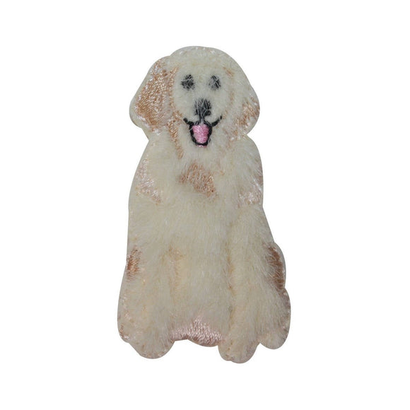 ID 2865A Fluffy Golden Retriever Patch Fuzzy Dog Pet Embroidered IronOn Applique
