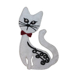 ID 2880 Fancy Cat With Bow Patch Kitty Kitten Pet Embroidered Iron On Applique