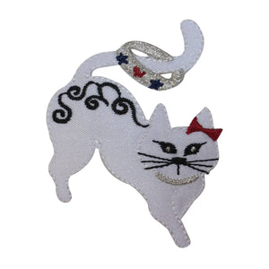 ID 2881 Fancy Cat With Collar Patch Kitty Kitten Embroidered Iron On Applique