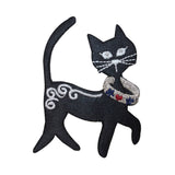 ID 2886 Fancy Black Cat Patch Kitty Kitten Pet Embroidered Iron On Applique