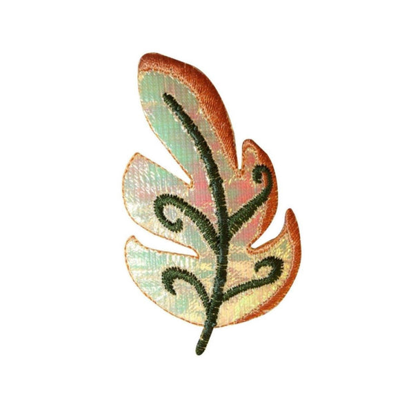 ID 7178 Reflective Oak Leaf Patch Tree Plant Nature Embroidered Iron On Applique