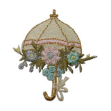 ID 7083 Umbrella With Flowers Patch Rainy Day Plant Embroidered Iron On Applique
