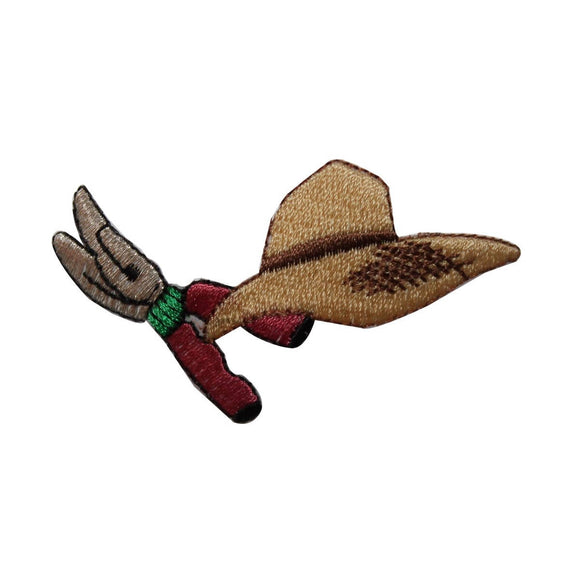 ID 7094 Wicker Sun Hat With Clippers Patch Garden Embroidered Iron On Applique