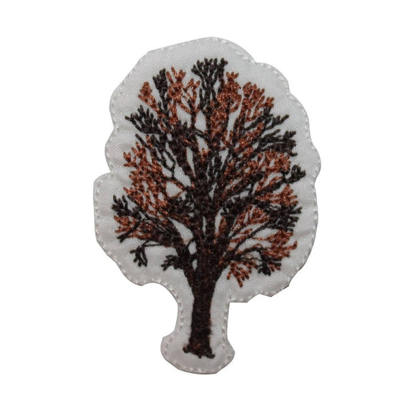 ID 7234 Fall Autumn Tree Badge Patch Nature Bare Embroidered Iron On Applique
