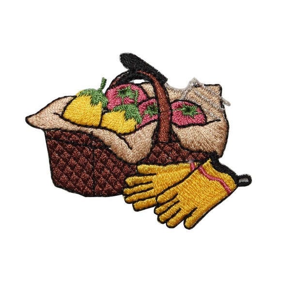 ID 7307 Fruit in Basket Patch Garden Gloves Picking Embroidered Iron On Applique