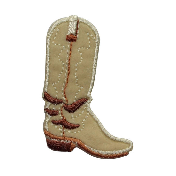 ID 7335 Tan Cowboy Boot Patch Western Shoe Fashion Embroidered Iron On Applique