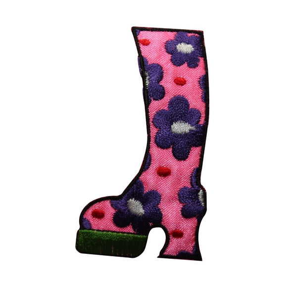 ID 7339 Pink Daisy Flower Boot Patch Heel Hippie Embroidered Iron On Applique