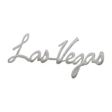 ID 7286 White Las Vegas Sign Patch Cursive Script Embroidered Iron On Applique