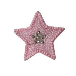 ID 7289 Spotted Pink Star Patch Shiny Night Shape Embroidered Iron On Applique