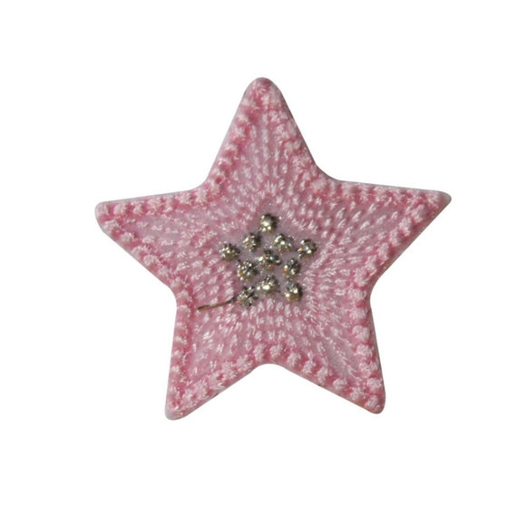 ID 7289 Spotted Pink Star Patch Shiny Night Shape Embroidered Iron On Applique