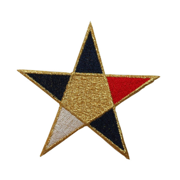 ID 7292 Multi Colored Tips Star Patch Nautical Shape Embroidered IronOn Applique