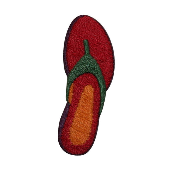 ID 7400 Red Orange Sandal Patch Flip Flop Fashion Embroidered Iron On Applique
