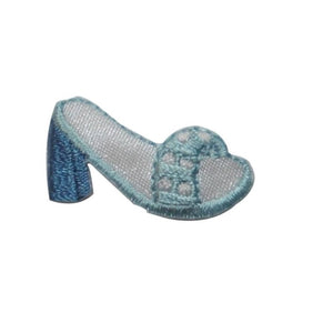 ID 7428 Blue Slipper Shoe Patch Fashion Heel Dance Embroidered Iron On Applique