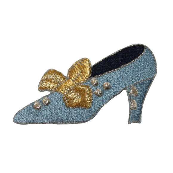 ID 7429 Blue Heel Woman Shoe Patch Bow Fashion Pump Embroidered Iron On Applique