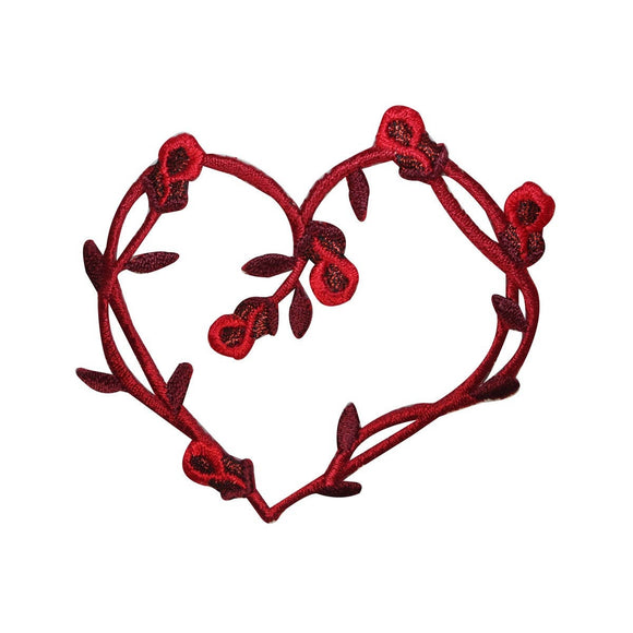 ID 3213 Red Roses Heart Patch Valentine's Day Flower Embroidered IronOn Applique