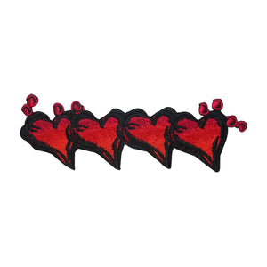 ID 3217 Red Heart Strip Patch Valentine's Day Love Embroidered Iron On Applique
