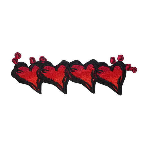 ID 3217 Red Heart Strip Patch Valentine's Day Love Embroidered Iron On Applique
