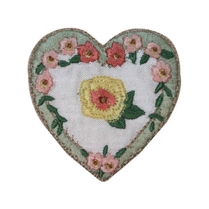 ID 3226 Floral Heart Patch Valentines Day Love Lace Embroidered Iron On Applique