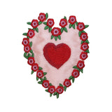 ID 3234 Heart With Roses Patch Valentines Day Flower Embroidered IronOn Applique