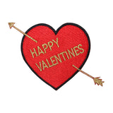 ID 3239 Happy Valentines Heart Patch Love Arrow Embroidered Iron On Applique