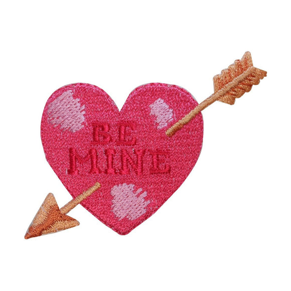 ID 3253B Be Mine Heart Patch Valentines Day Arrow Embroidered Iron On Applique