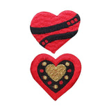 ID 3256AB Set of 2 Love Heart Patches Valentines Day Embroidered IronOn Applique