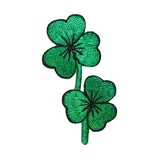 ID 3316 Pair of Three Leaf Clovers Patch Lucky Charm Embroidered IronOn Applique