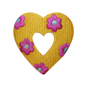 ID 3258A Flower Covered Heart Patch Valentine Day Embroidered Iron On Applique