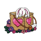 ID 3333 Easter Bunny In Basket Patch Spring Rabbit Embroidered Iron On Applique
