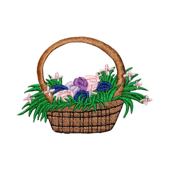 ID 3335 Easter Egg Basket Patch Spring Eggs Hunt Embroidered Iron On Applique