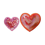 ID 3268AB Set of 2 Sequin Heart Patches Valentines Day Love Iron On Applique