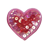 ID 3268B Sequin Heart Patch Valentines Day Love Embroidered Iron On Applique
