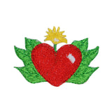 ID 3269B Heart Flower Patch Valentines Day Love Embroidered Iron On Applique