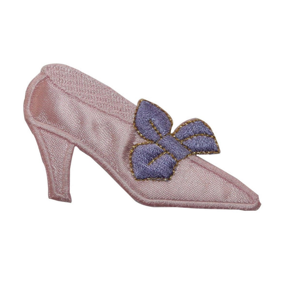 ID 7441 Pink Heel With Bow Patch Fashion Shoe Pump Embroidered Iron On Applique