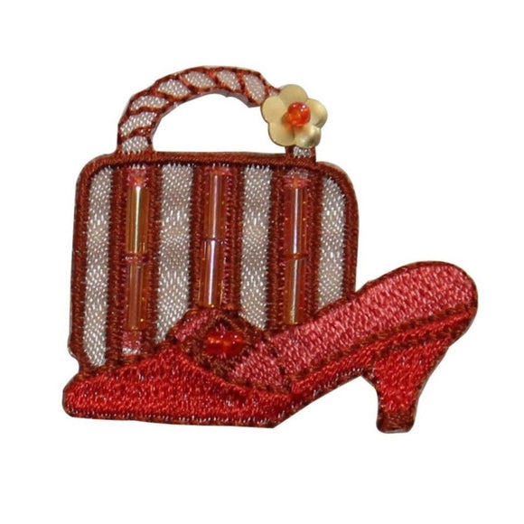 ID 7448 High Heel and Purse Patch Beaded Fashion Embroidered Iron On Applique