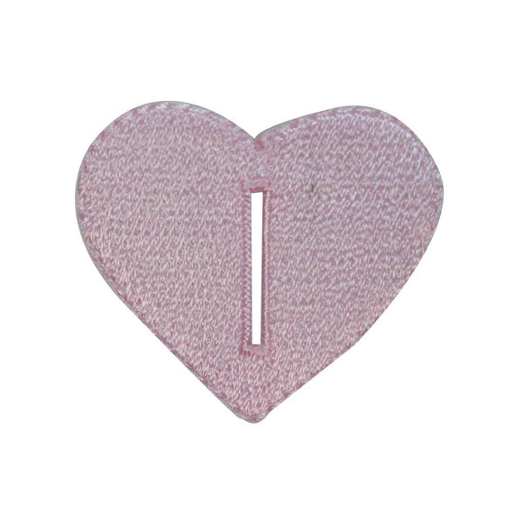 ID 3274B Heart Button Hole Patch Valentines Love Embroidered Iron On Applique