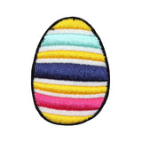 ID 3346A Striped Easter Egg Patch Spring Holiday Embroidered Iron On Applique