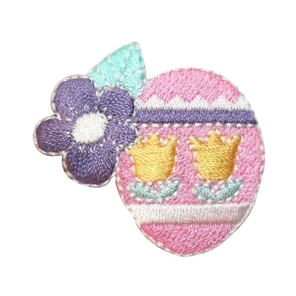 ID 3350A Easter Egg With Flower Patch Spring Holiday Embroidered IronOn Applique