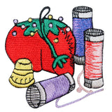 ID 7545 Sewing Thread Pincushion Patch Tailor Pins Embroidered Iron On Applique