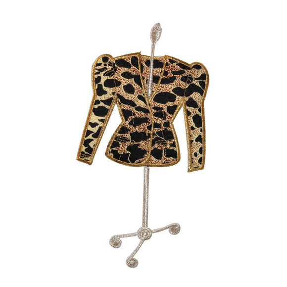 ID 7548 Gold Leopard Print Jacket Patch Coat Stand Embroidered Iron On Applique
