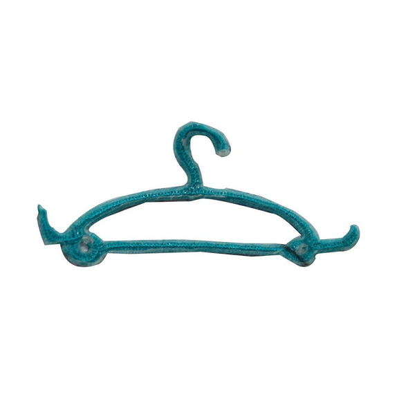 ID 7560 Teal Clothes Hanger Patch Plastic Closet Embroidered Iron On Applique
