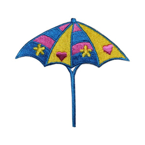 ID 3368 Beach Umbrella Patch Ocean Vacation Cover Embroidered Iron On Applique
