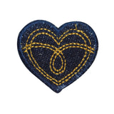 ID 3286D Jean Stitched Heart Patch Valentines Love Embroidered Iron On Applique