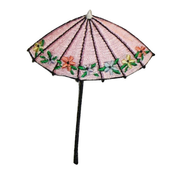 ID 3374A Floral Umbrella Patch Rain Sun Beach Cover Embroidered Iron On Applique