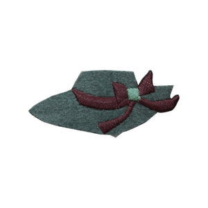 ID 7579 Felt Sun Hat With Bow Patch Fashion Bonnet Embroidered Iron On Applique