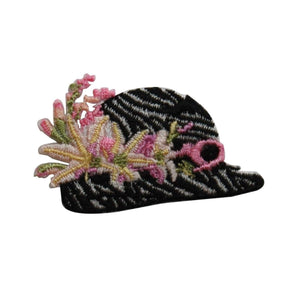 ID 7595 Zebra Stripped Flower Hat Patch Fashion Cap Embroidered Iron On Applique