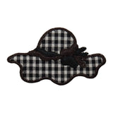 ID 7609 Black Checkered Sun Hat Patch Summer Ribbon Embroidered Iron On Applique